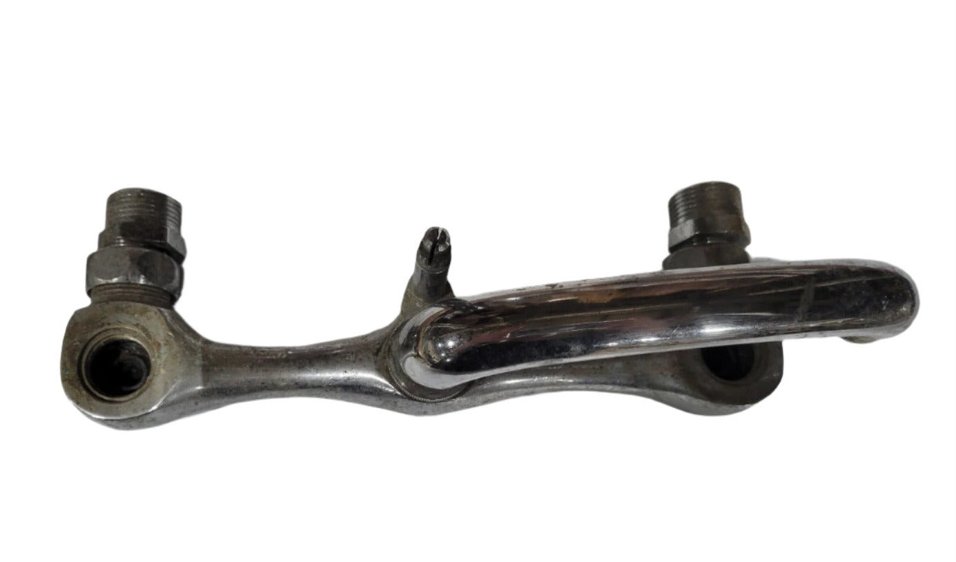Vintage Wall-Mount Faucet Body with Curved Swivel Spout – 8" Spread