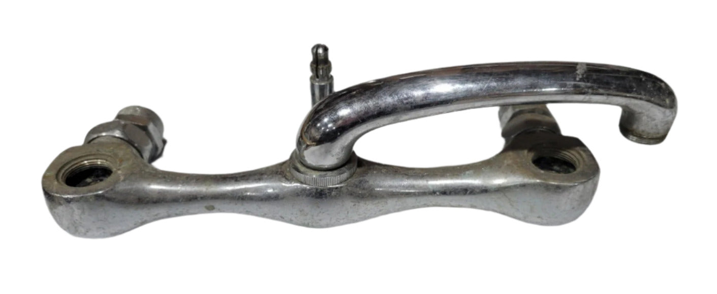 Vintage Wall-Mount Faucet Body with Curved Swivel Spout – 8" Spread