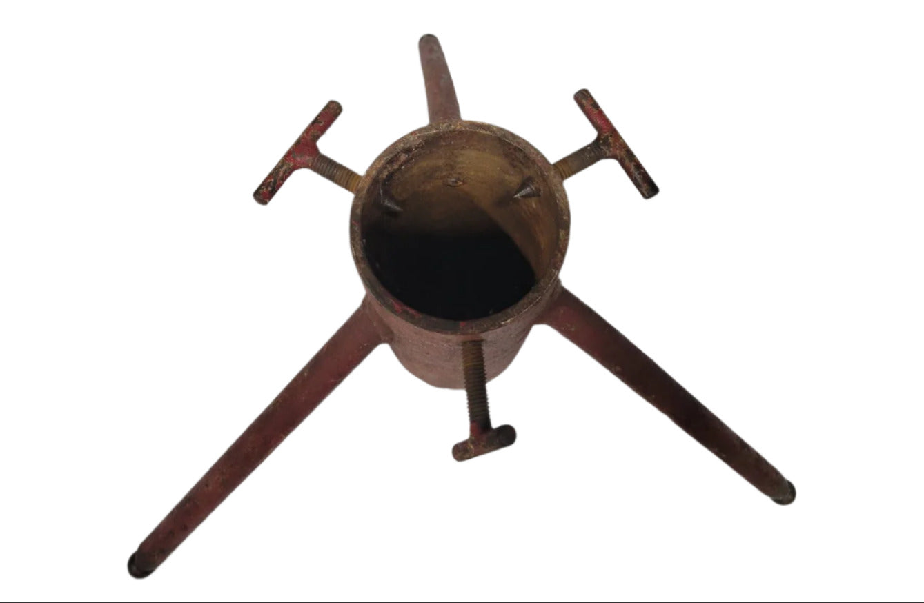 Vintage Cast Iron Christmas Tree Stand – Red Tripod Base