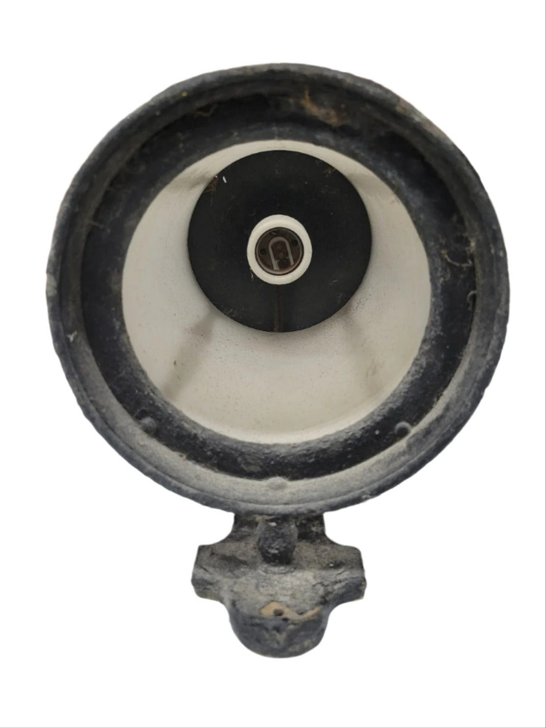 Pair of Vintage Art Deco Cast Iron Wall Sconces with Frosted Glass Cylinders