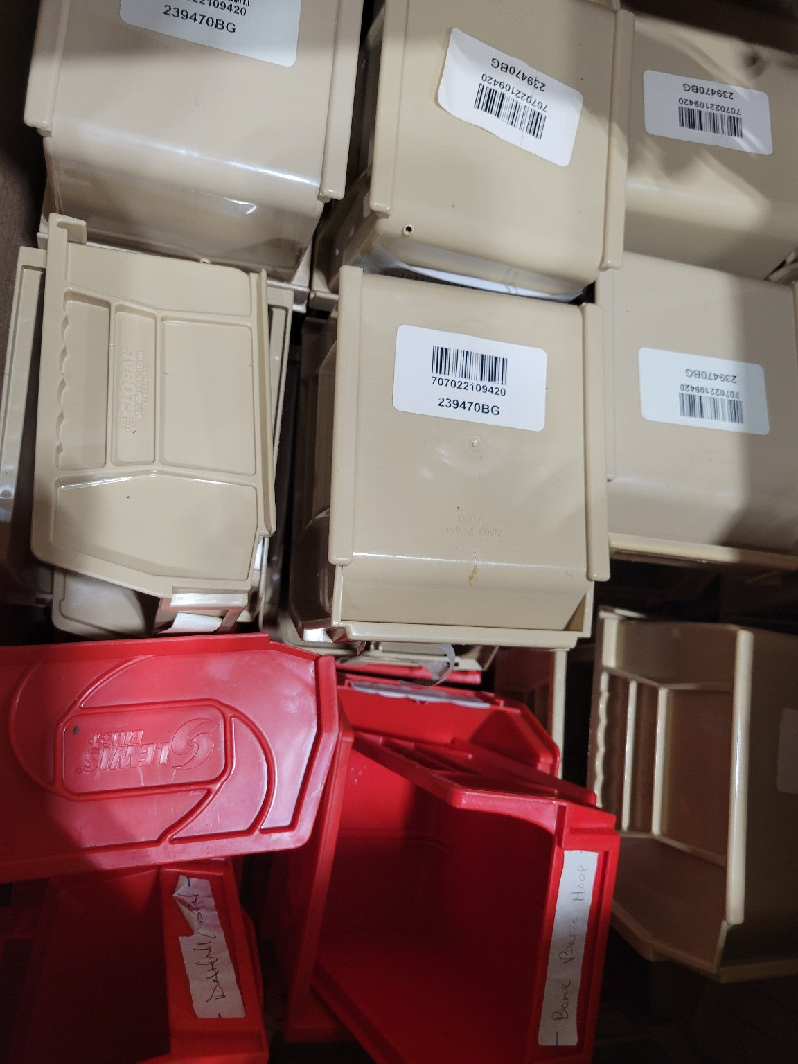 Lot of Approximately 160 Mixed Color Industrial Storage Bins – Global Industrial & Lewis Bins+