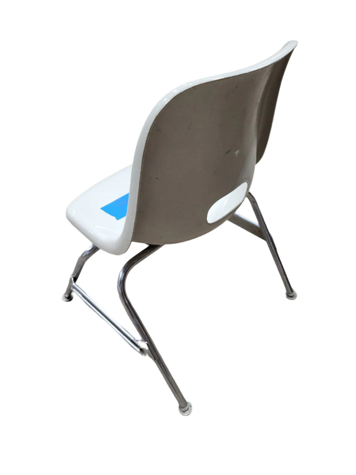 Vintage Grey Plastic School Chair – Chrome Legs