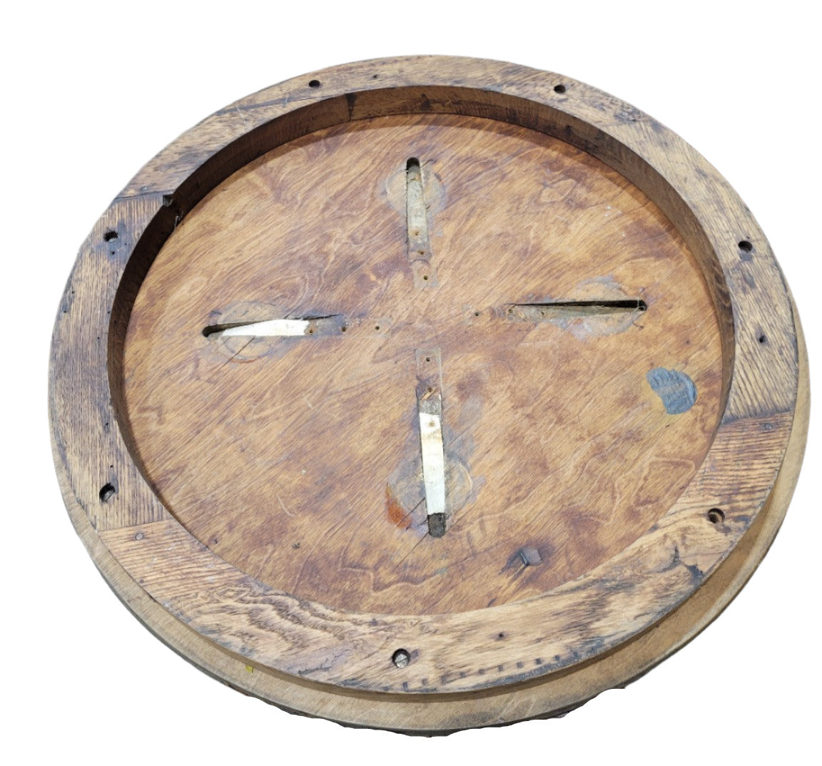 Vintage Solid Oak Round Tabletop – 28" Diameter