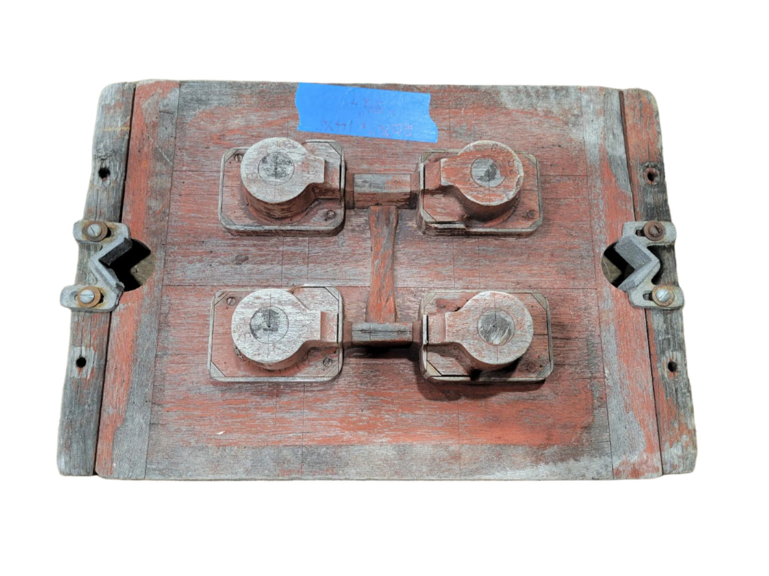 Vintage Wooden Industrial Foundry Mold – 4-Part Cast Pattern