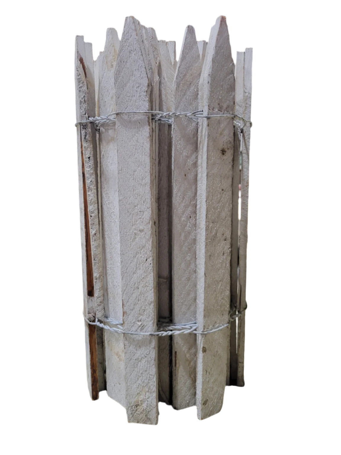Whitewashed Wood Picket Garden Edging – 10' Roll