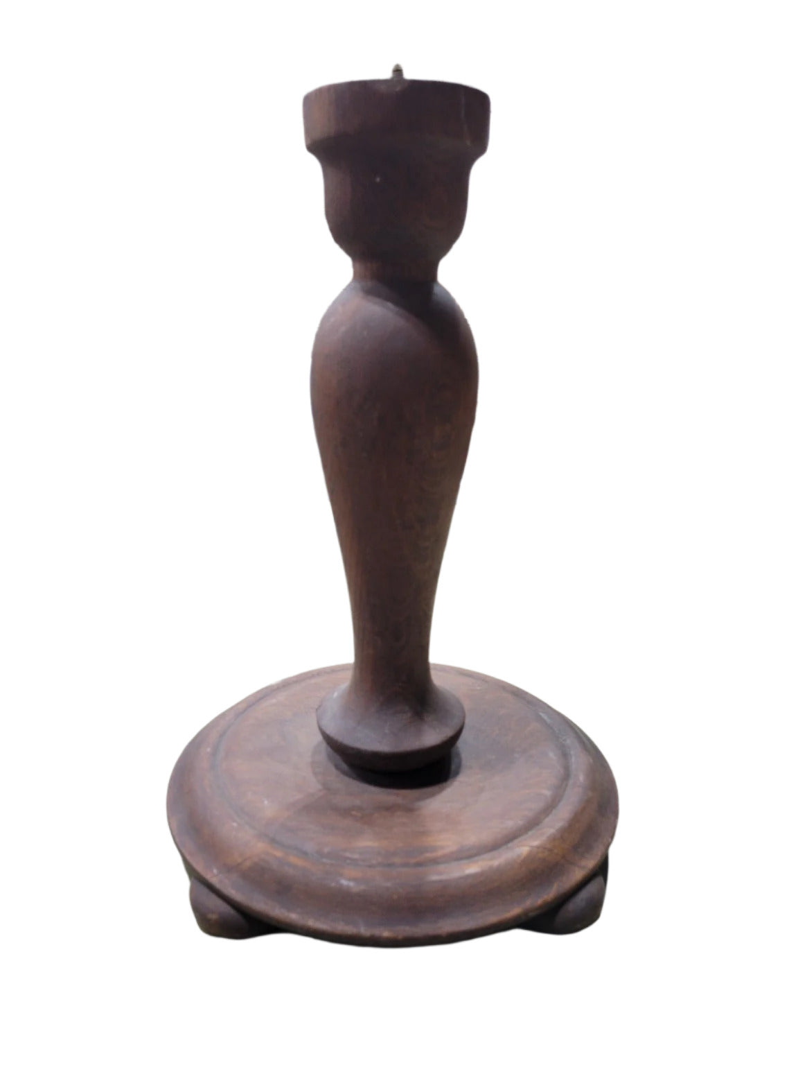 Antique Turned Wood Pedestal Table Base – 17 ⅝" Tall
