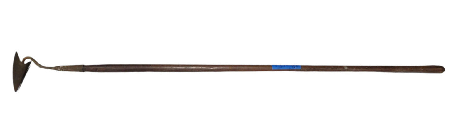 Antique Cast Iron & Wood Long-Handled Hoe – Triangular Blade