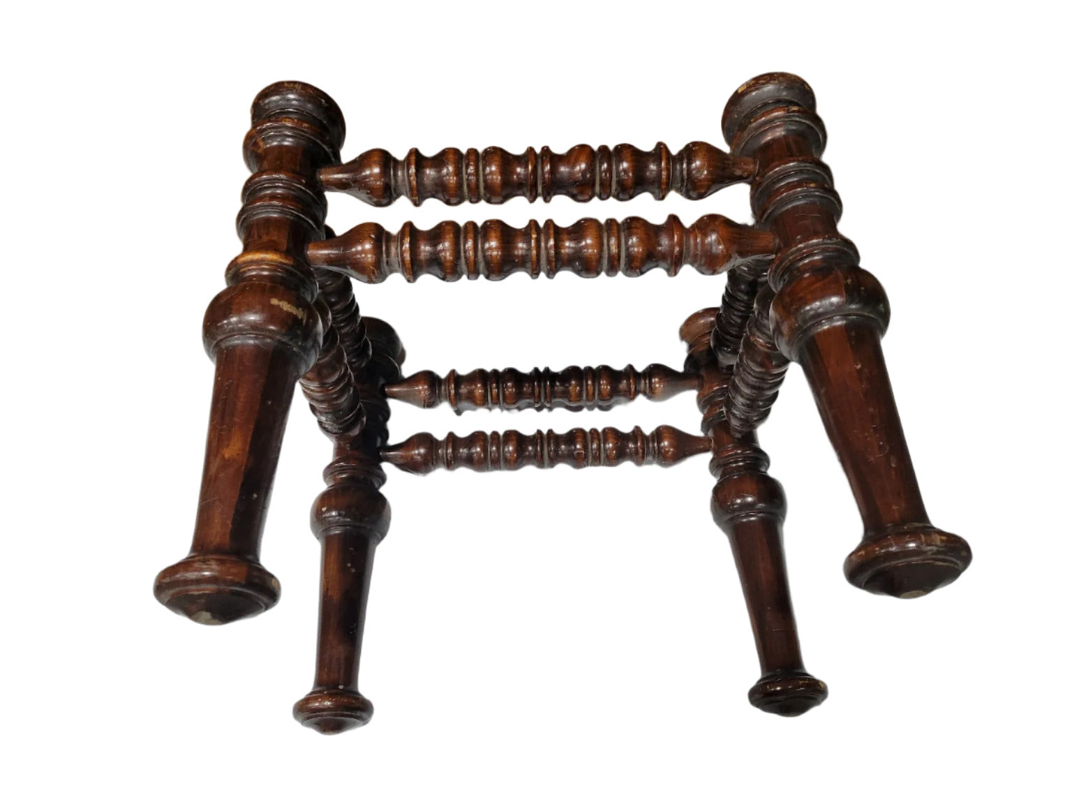 Mid-Century Reproduction Turned Wood Bobbin Stool Base – Victorian Style