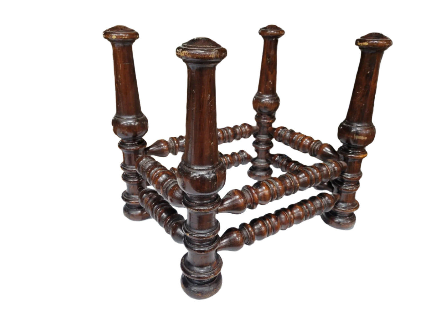 Mid-Century Reproduction Turned Wood Bobbin Stool Base – Victorian Style