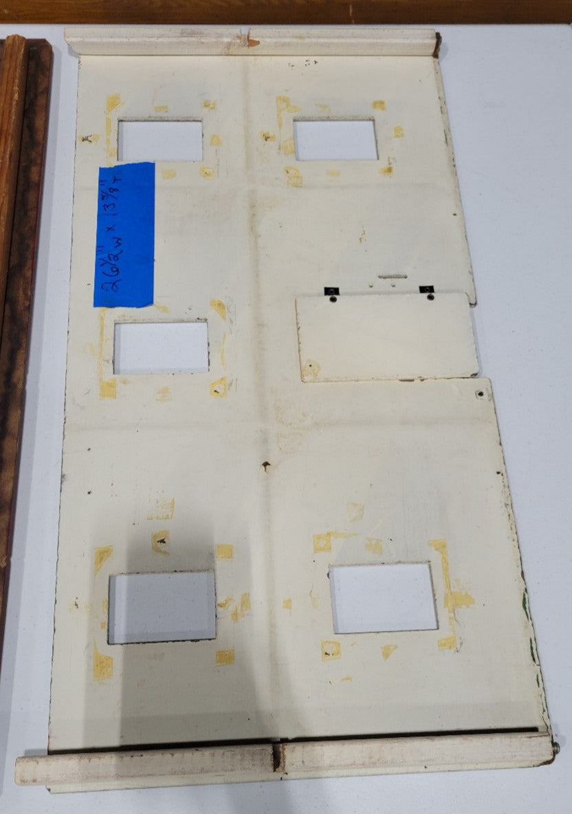 Vintage Dollhouse Facade & Hinged Roof Panel – Painted Wood and Pressboard Set