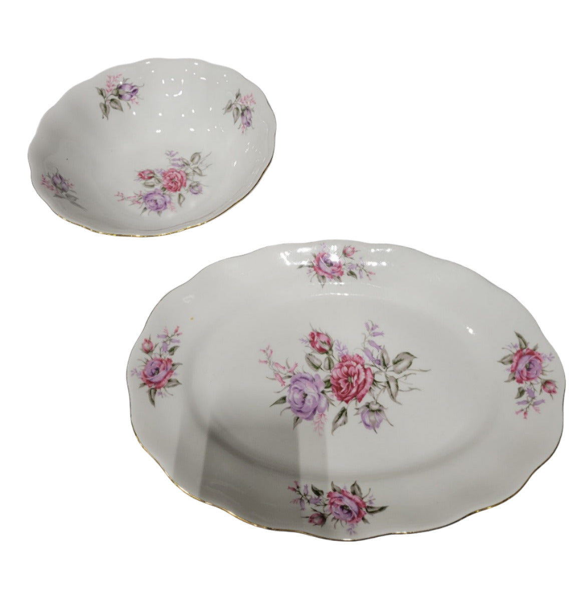 Karolina Porcelain Dinnerware Set – 25 Pieces, Pink & Lavender Rose Pattern (Made in Poland)