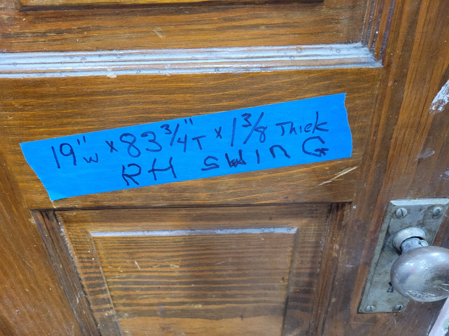 Antique 5-Panel Wood Door with Frame – Right-Hand Swing
