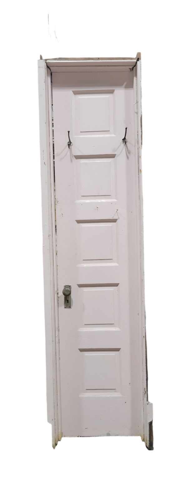 Antique 5-Panel Wood Door with Frame – Right-Hand Swing