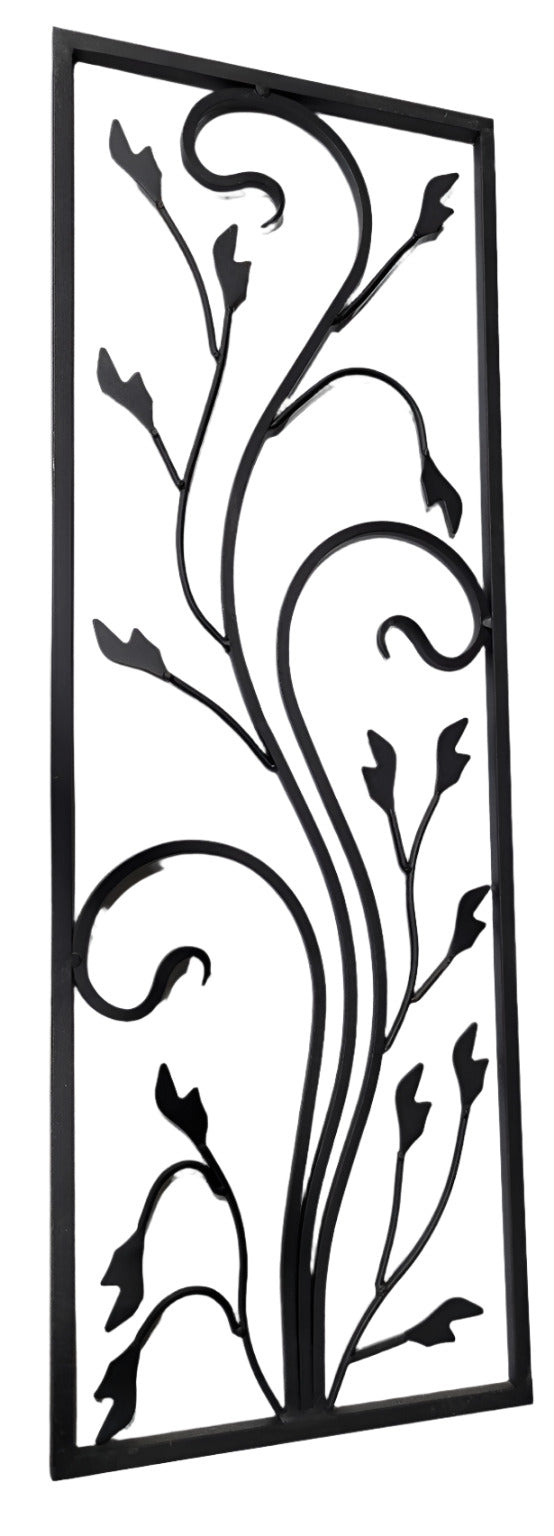 Pair of Wrought Iron Decorative Wall Grilles – Botanical Scroll Design