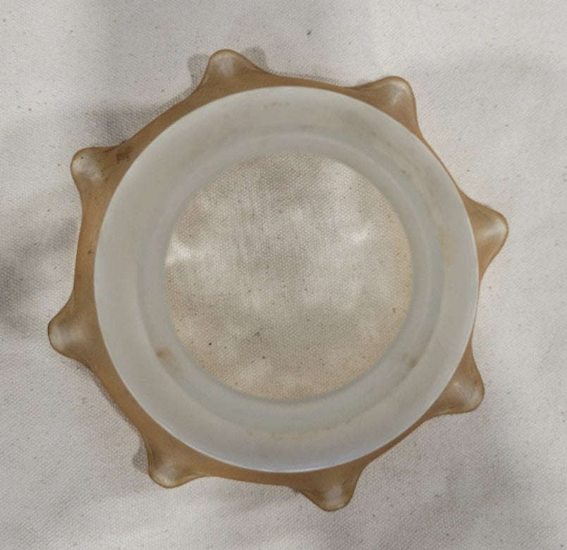 Art Deco Etched Frosted Glass Shade – Amber Ruffle Edge