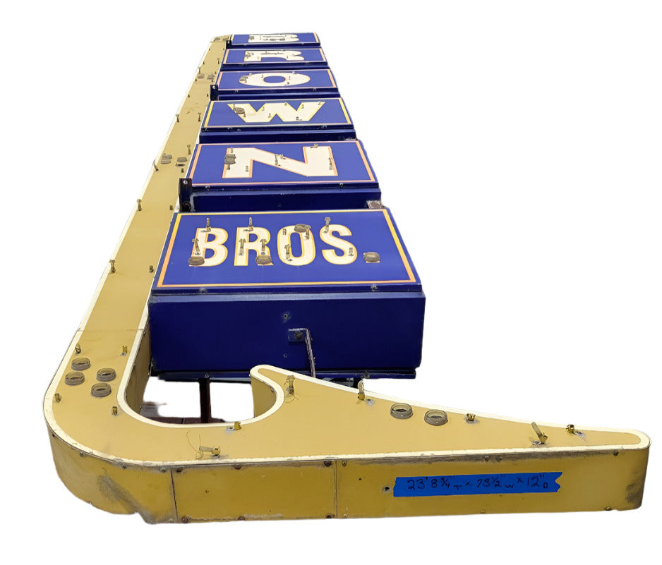 Vintage Double-Sided Lightbox Arrow Sign – “BROWN BROS.”