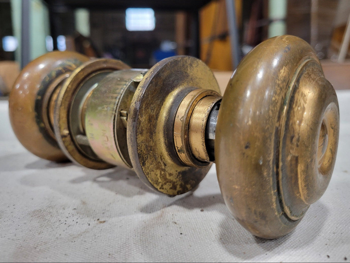 Vintage Heavy Brass Door Knob Set – 3 Ø