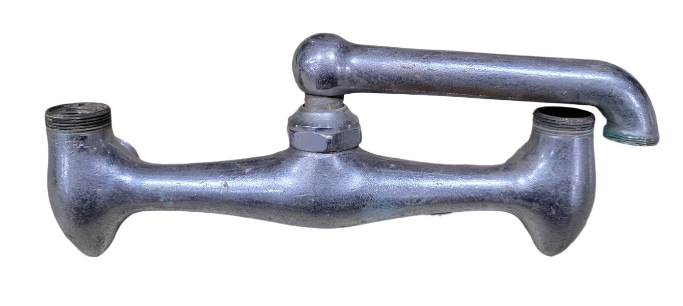Vintage Wall-Mount Utility Faucet with Swivel Spout – 8" Spread