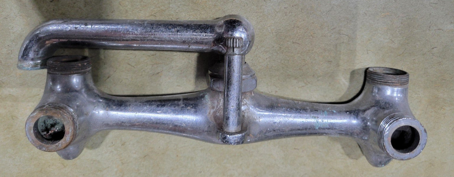 Vintage Wall-Mount Utility Faucet with Swivel Spout – 8" Spread