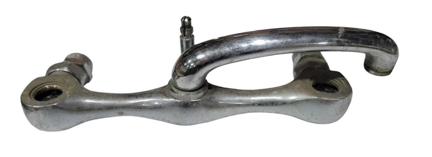 Vintage Wall-Mount Faucet Body with Curved Swivel Spout – 8" Spread