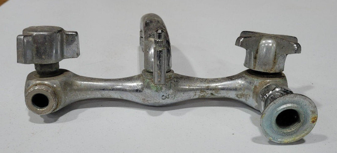 Vintage Dual-Handle Wall-Mount Faucet – 8" Spread with Swivel Spout