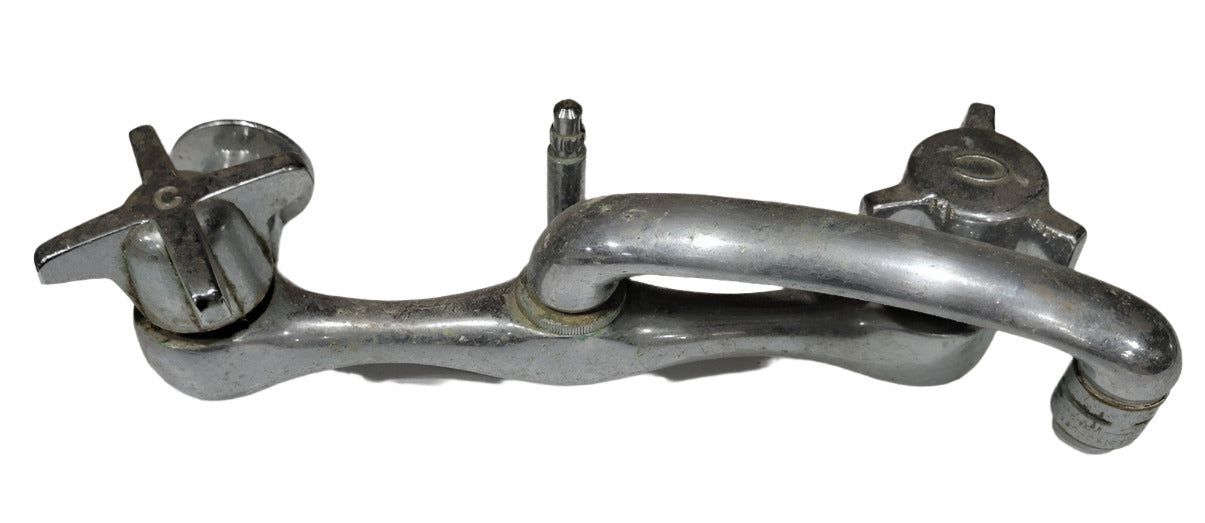 Vintage Dual-Handle Wall-Mount Faucet – 8" Spread with Swivel Spout