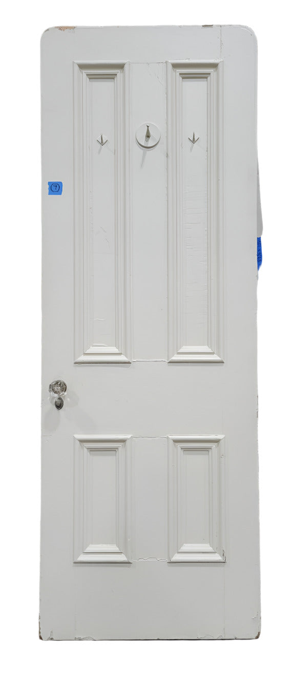 Antique Five-Panel Wood Door with Glass Knob – 30" x 83" – Right Hand