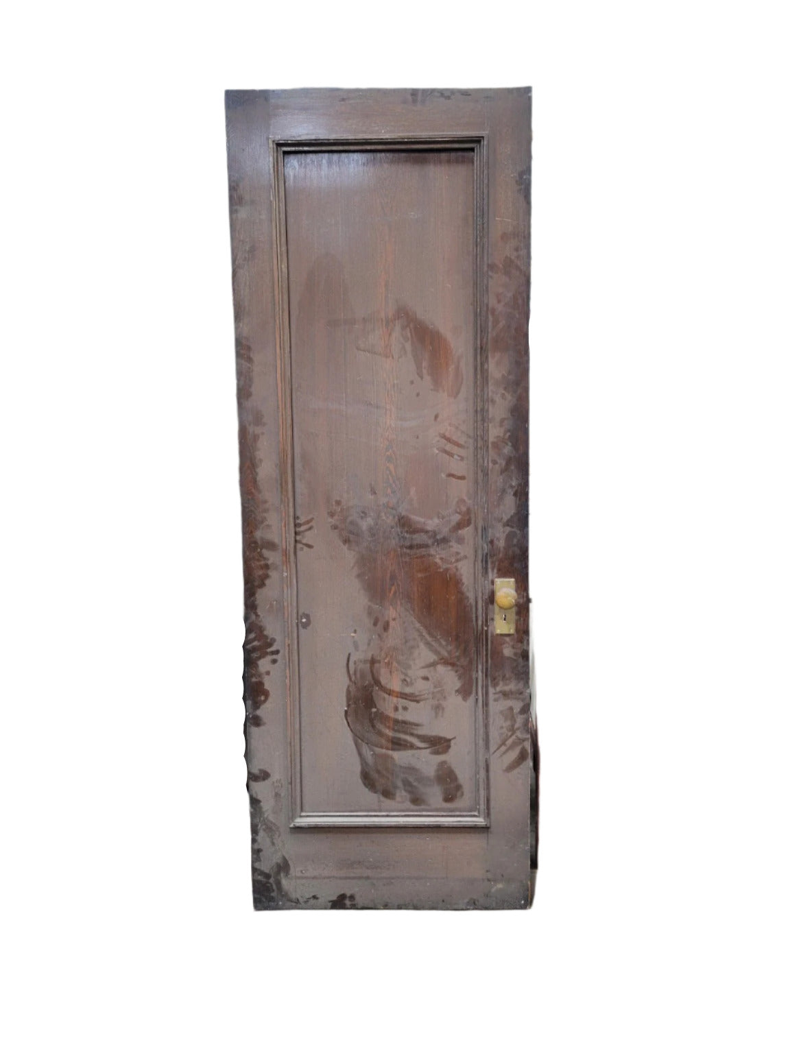 Antique One-Panel Wood Door – Dark Stain – 30" x 83 ⅜"