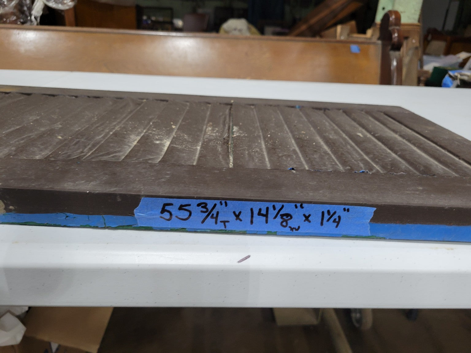 Antique Wood Louvered Shutter – Two-Tone Patina 55 ¾" T x 14 ⅛" W x 1 ¼" D