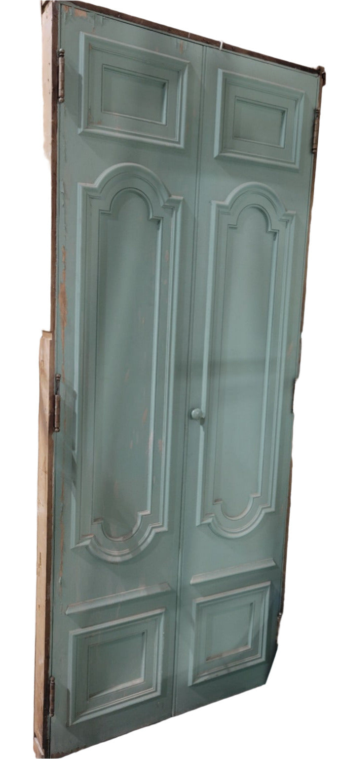 Architect-Designed Mint Green Corner Cabinet with Original Surround – Meade & Hamilton, Early 20th Century