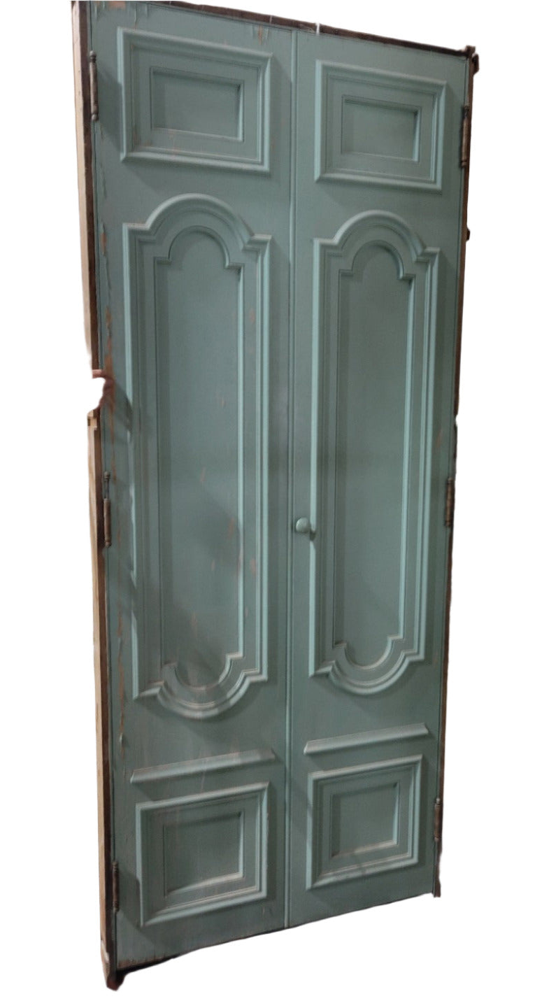 Architect-Designed Mint Green Corner Cabinet with Original Surround – Meade & Hamilton, Early 20th Century