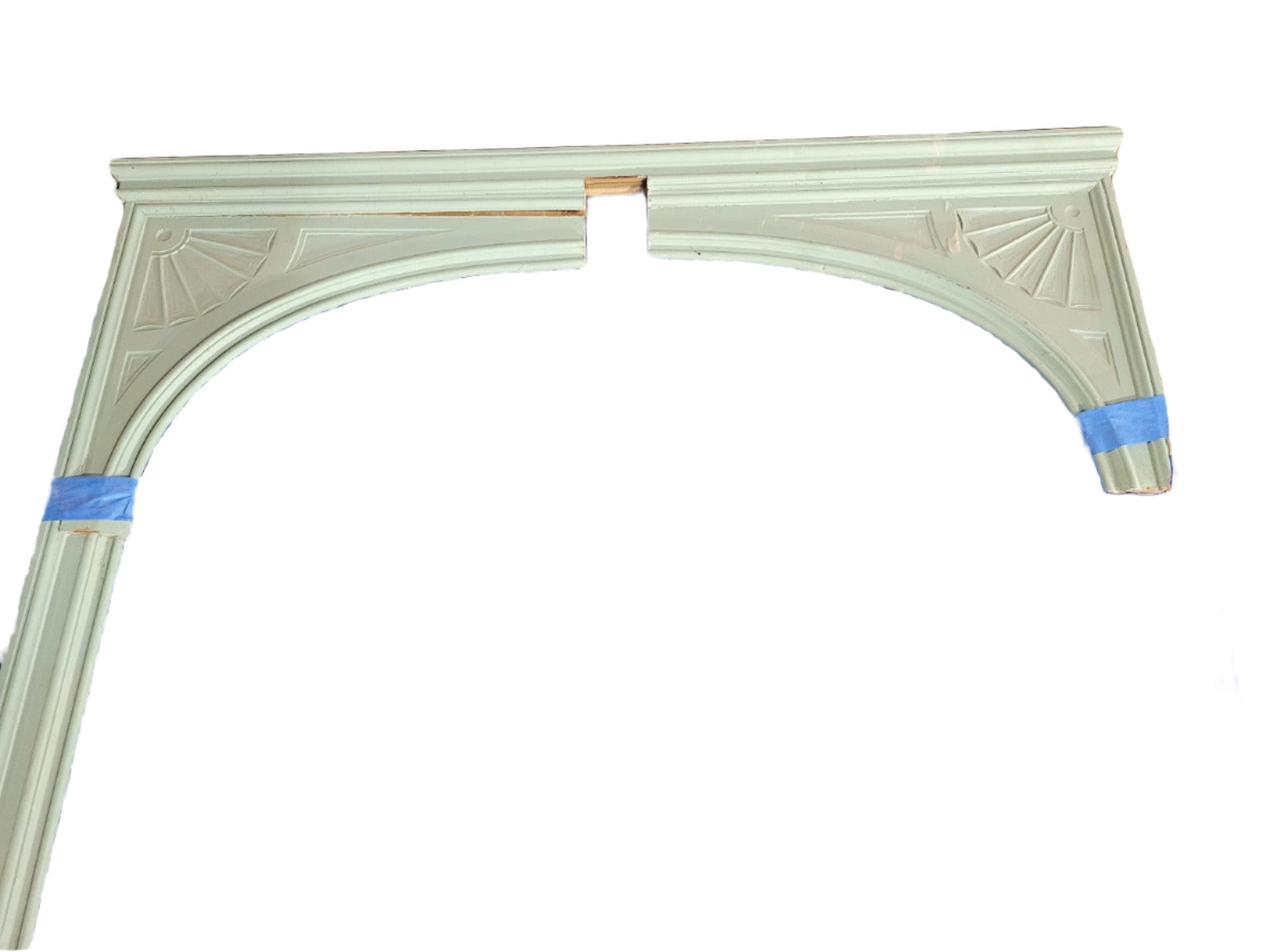 Architectural Mint Green Arched Valance – Decorative Wood Frame (AS IS)
