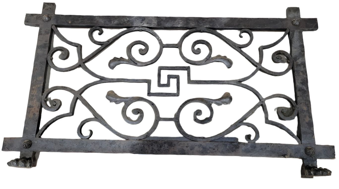 Antique Cast Iron Fireplace Guards – Set of 3 with Ornamental Scrollwork