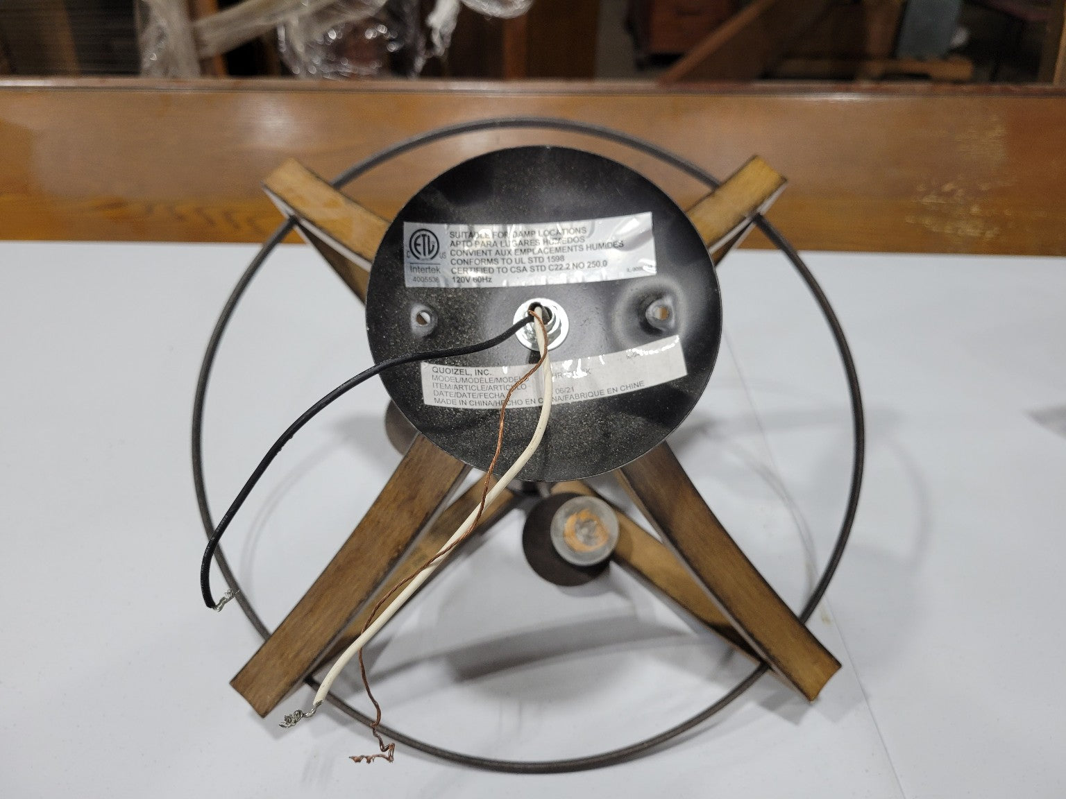 Rustic Industrial 3-Light Wood & Metal Semi-Flush Mount Ceiling Fixture – 16¼" Diameter