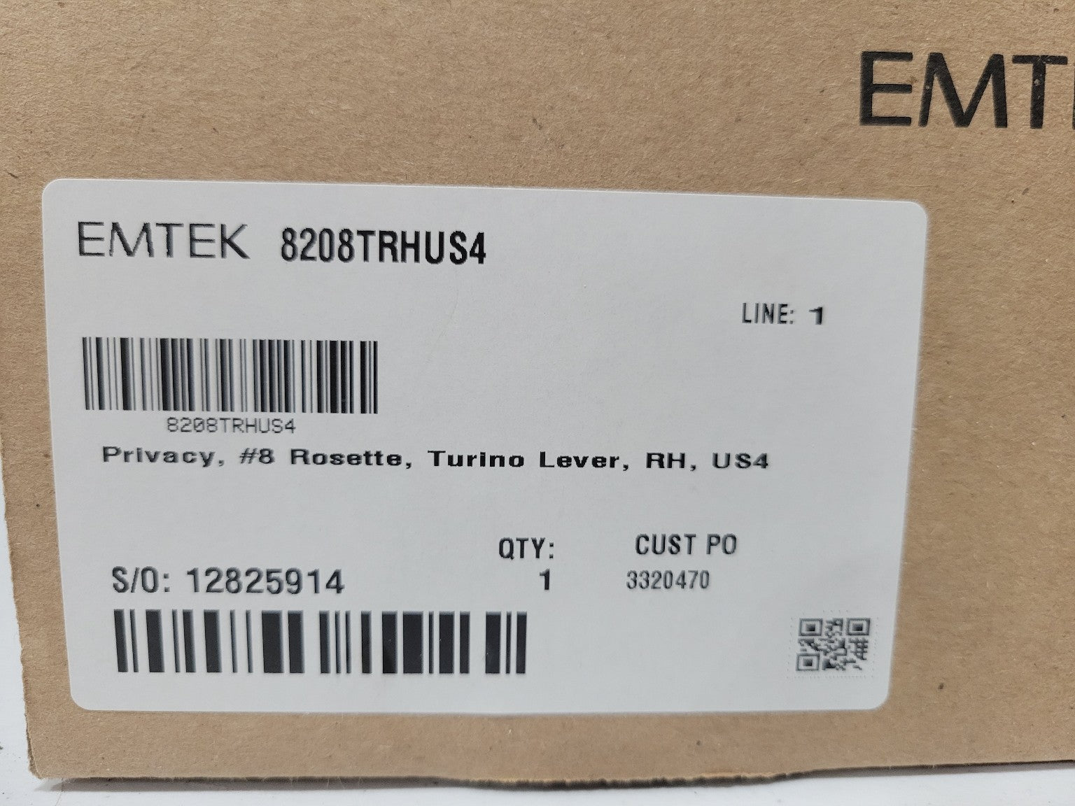 Emtek Privacy Door Knob – #8 Rosette, Turino Lever, US4 Finish (Right Handed)