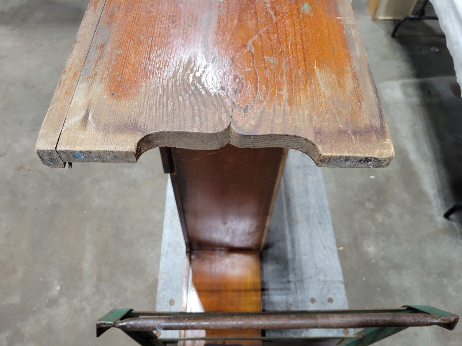 Antique Oak Glass-Front Wall Cabinet – Leaded Hinges & Glass Knobs