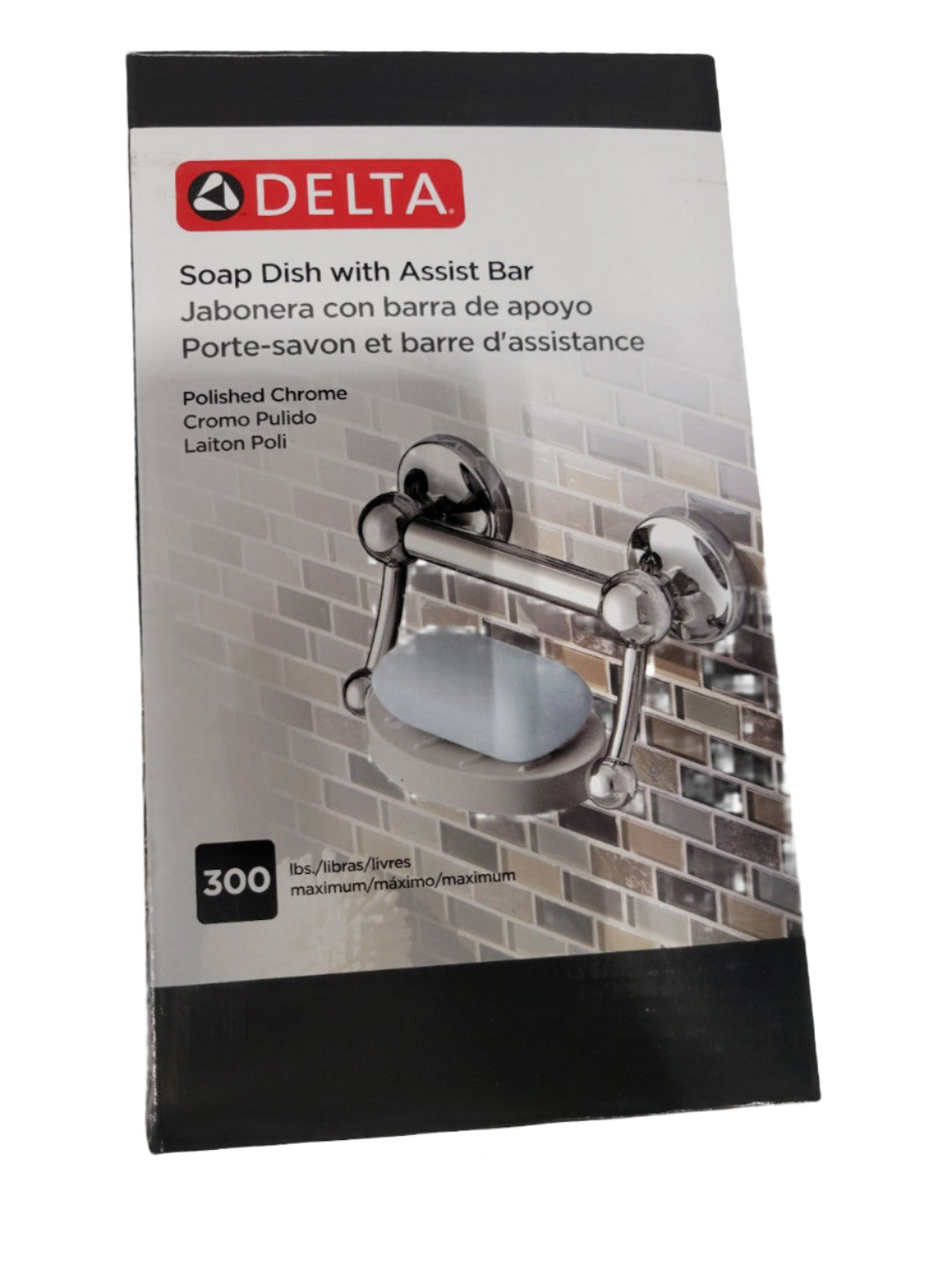 Delta Soap Dish with Assist Bar – Polished Chrome