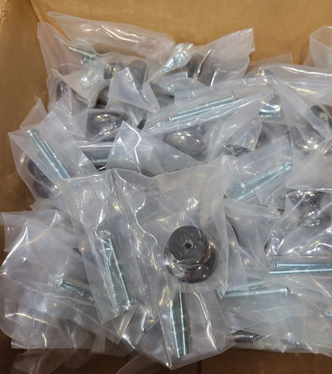 Box of 50 Polished Chrome Cabinet Knobs – With Screws