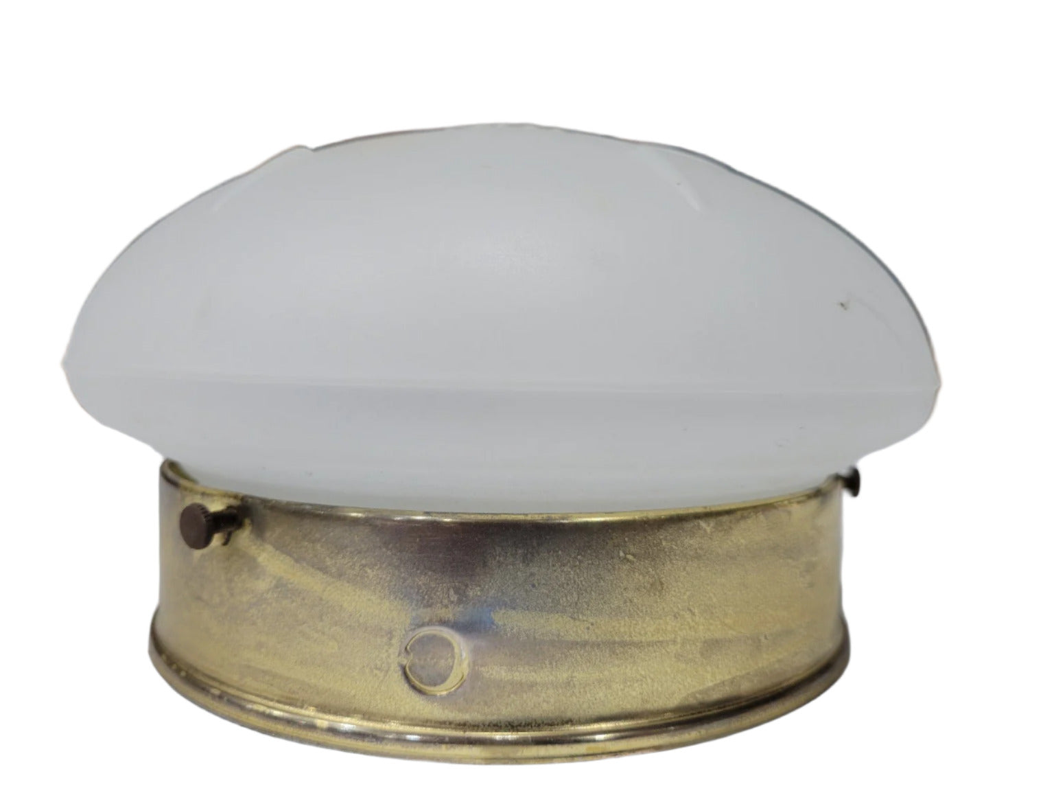 Brass Base Dome Light Fixture with Frosted Glass – 7 ¾" Diameter x 4 ¾" Tall