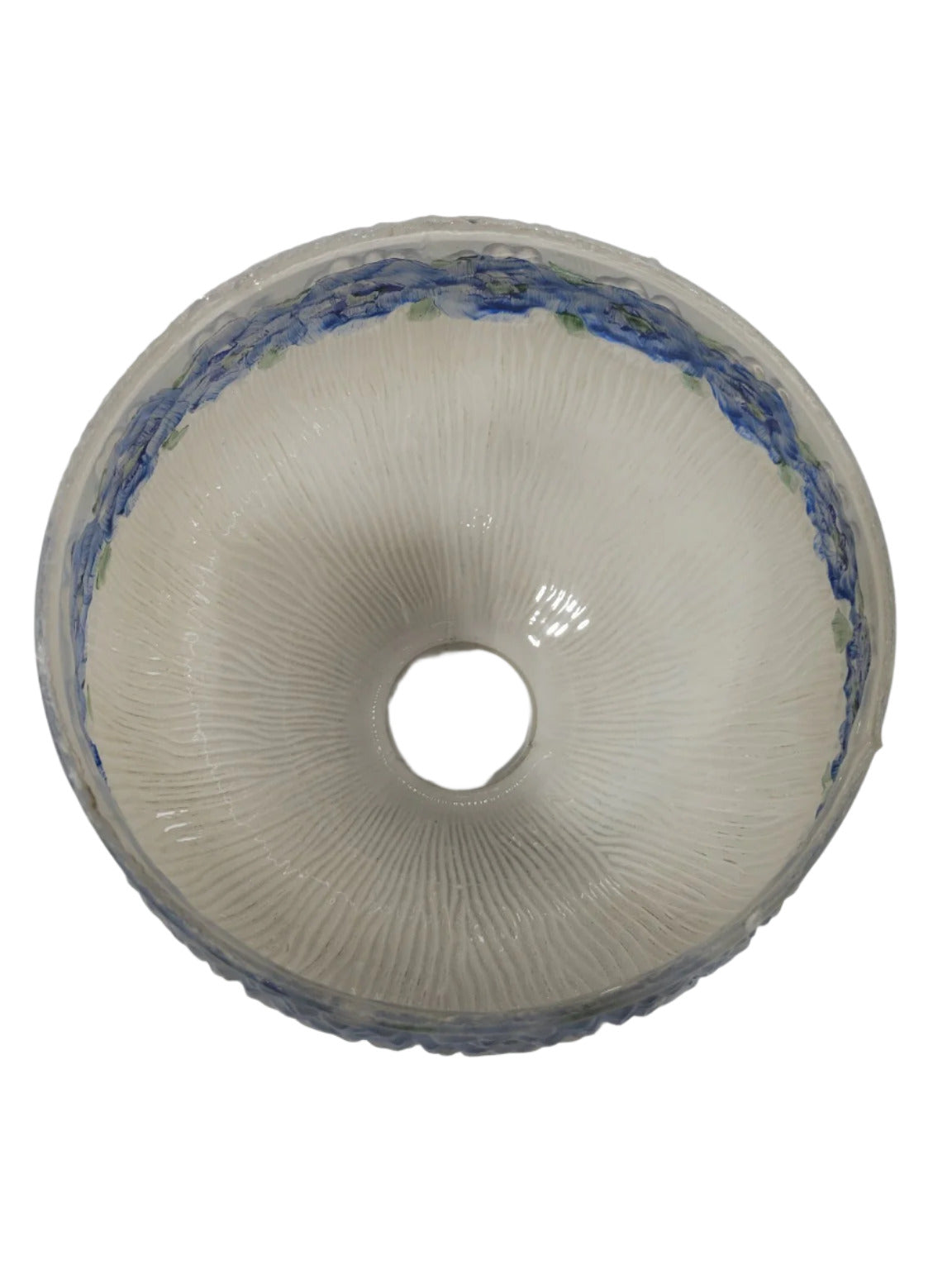 Embossed Satin Glass Dome Shade with Blue Floral Band – 6 ¾" Diameter x 5 ½" Tall