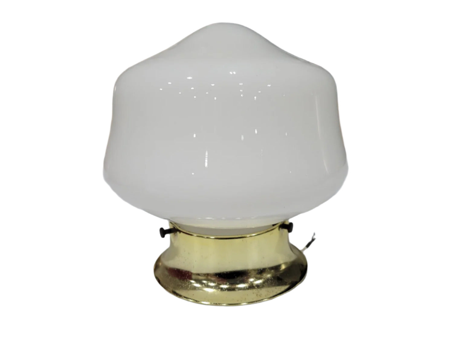 Mid-Century White Milk Glass Mushroom Dome Fixture – 6 ¾" Diameter x 6" Tall