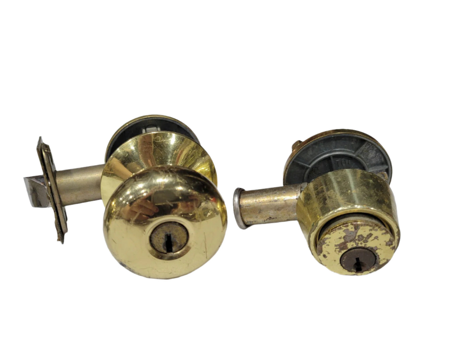 Schlage Brass Door Handle & Deadbolt Sets – Front Entry Combo (2 Sets)