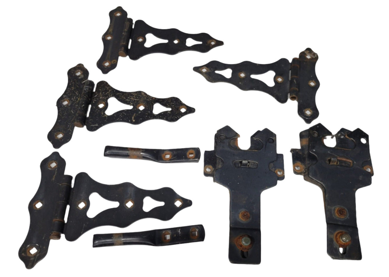 Decorative Black Iron Gate Hinges and Latches – Set of 10 Pieces