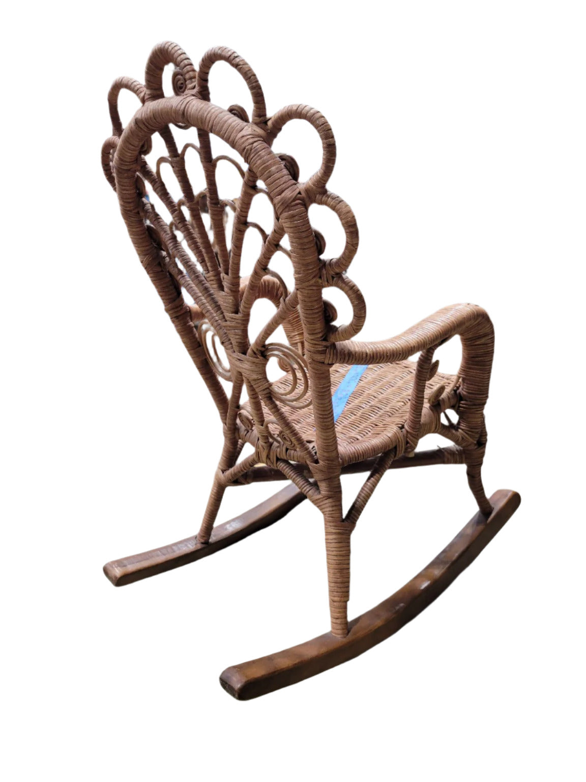 Vintage Wicker Peacock Rocking Chair – Child Size