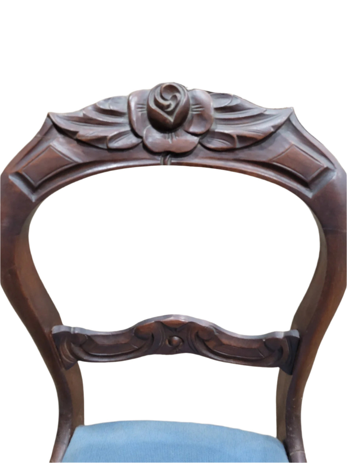 Victorian Needlepoint Balloon-Back Chair – Rose Carving Detail