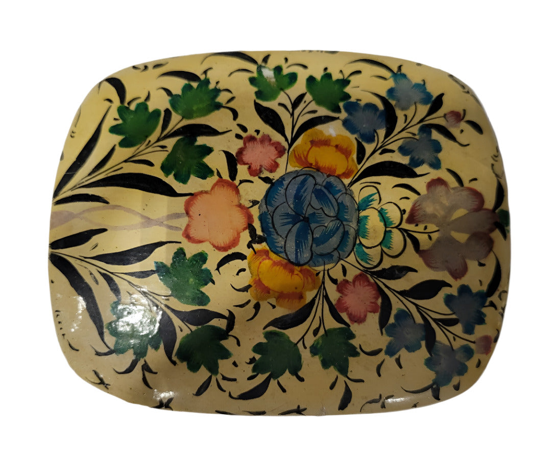 Kashmiri Hand-Painted Paper Mâché Trinket Box – Floral Motif