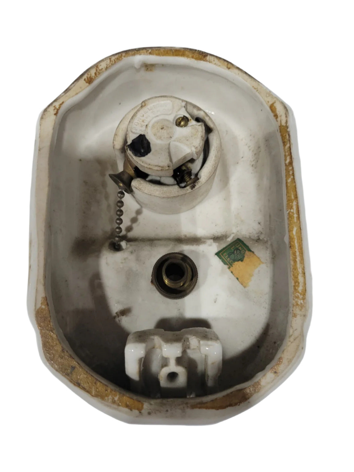 Vintage Porcelain Bathroom Wall Sconce with Frosted Glass Shade – Pull Chain