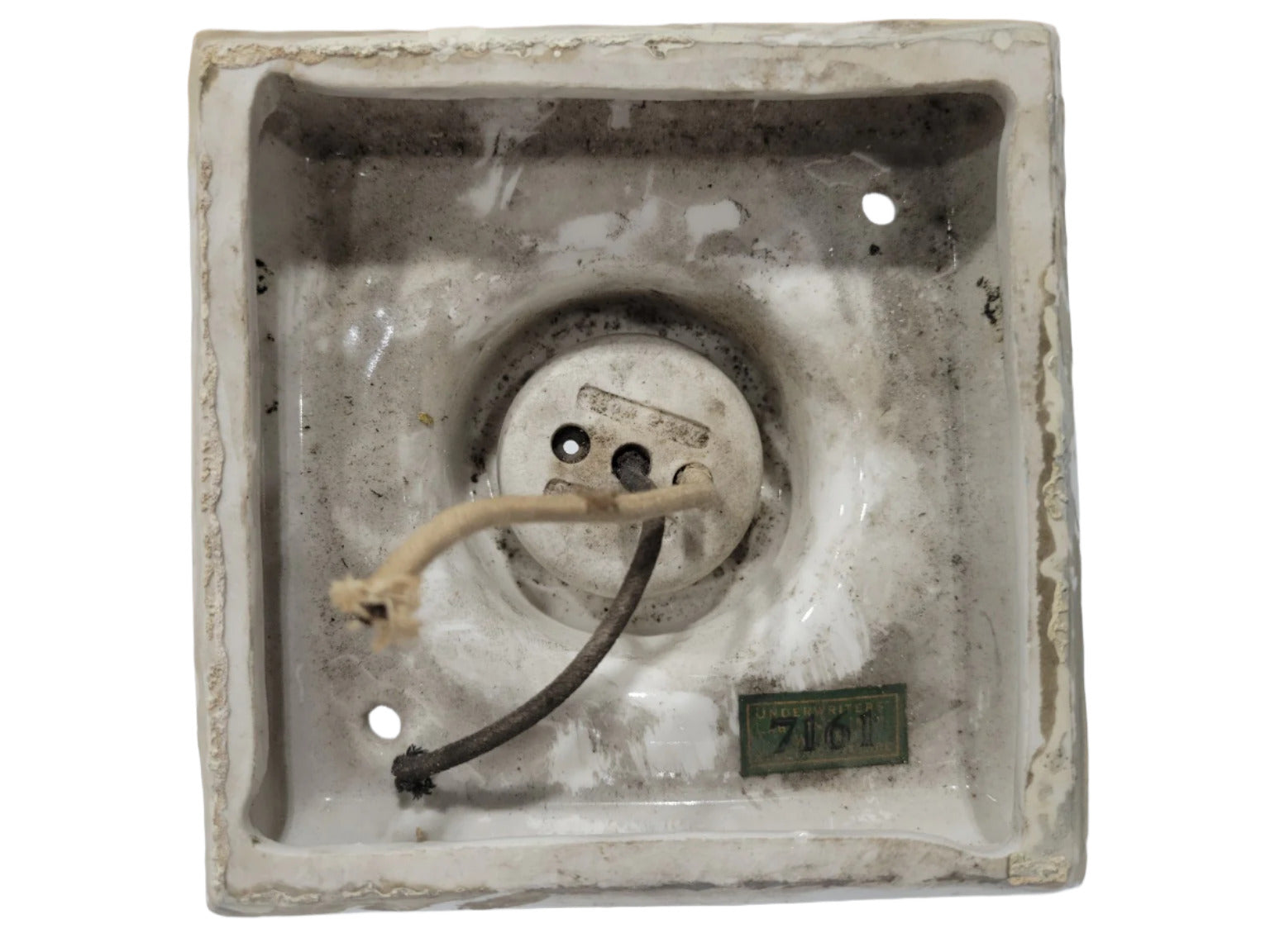 Vintage Square Porcelain Ceiling or Wall Light Fixture Base – 4 ¾"