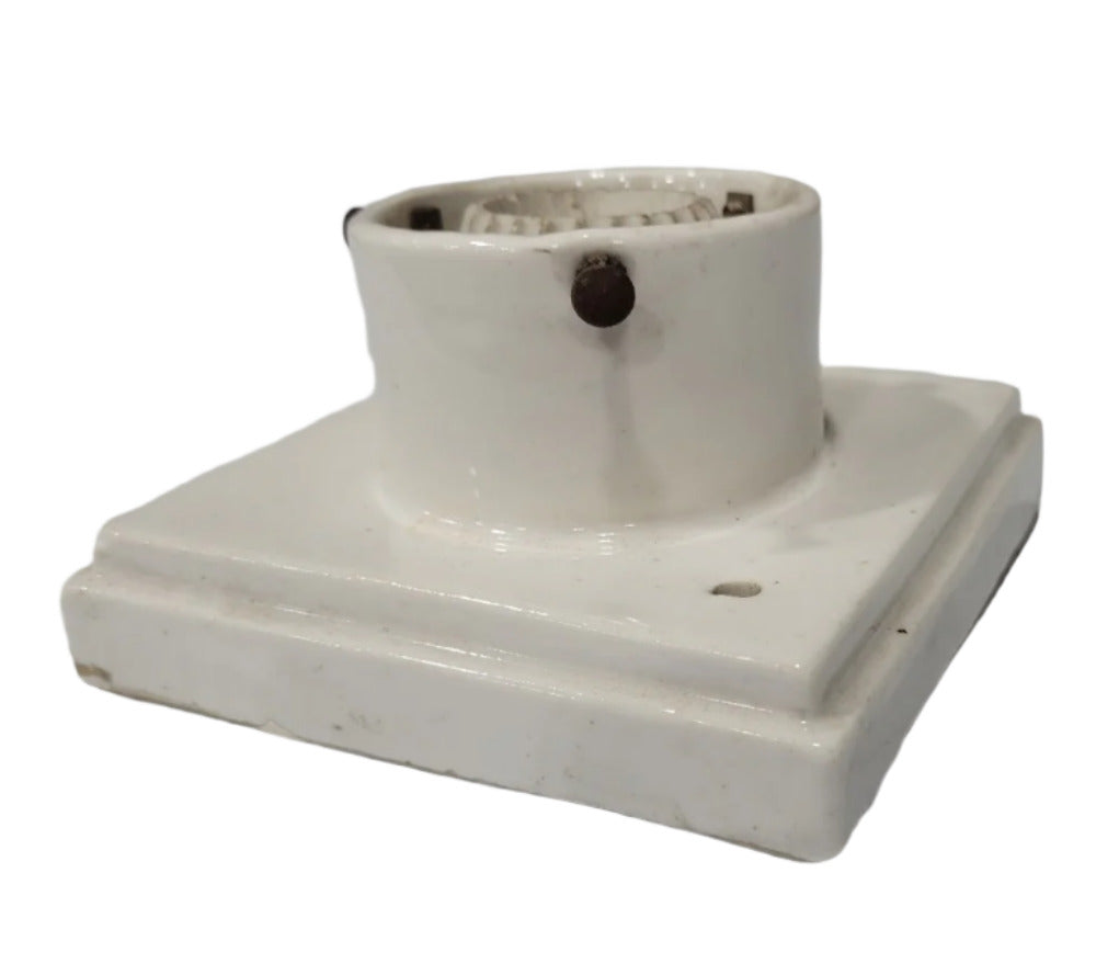 Vintage Square Porcelain Ceiling or Wall Light Fixture Base – 4 ¾"