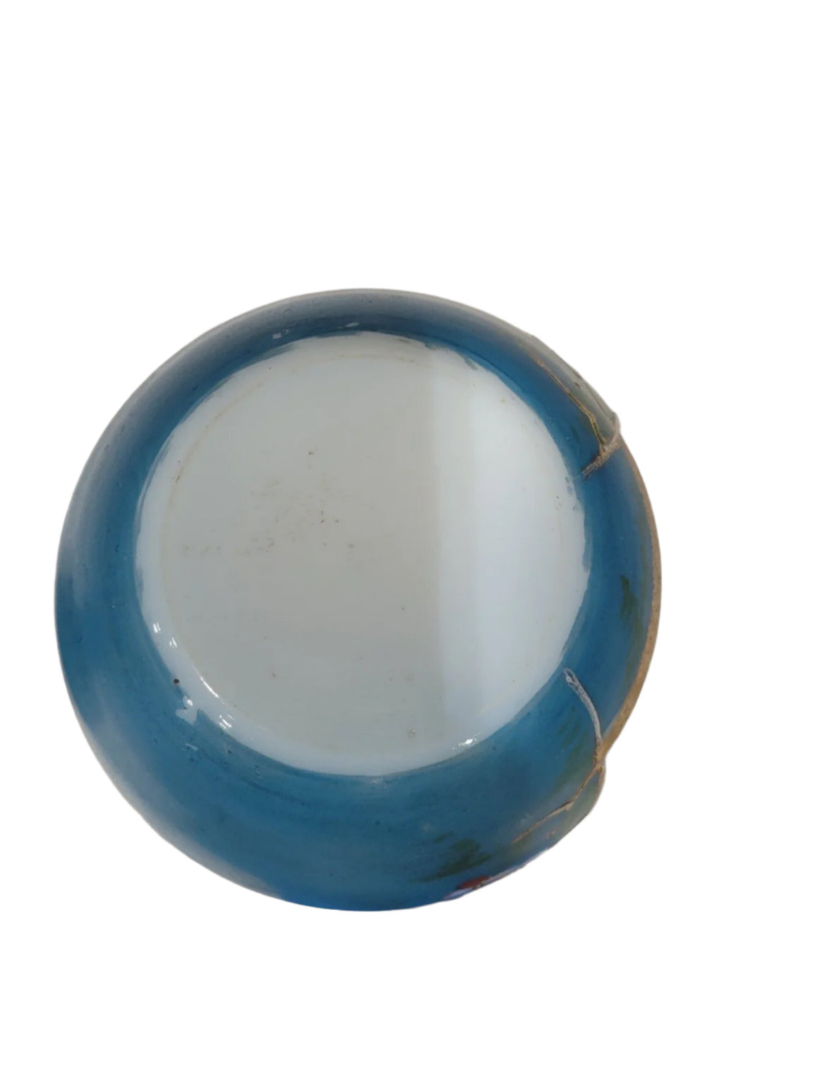 Victorian-Style Hand-Painted Glass Vase with Metal Collar – 6" Tall